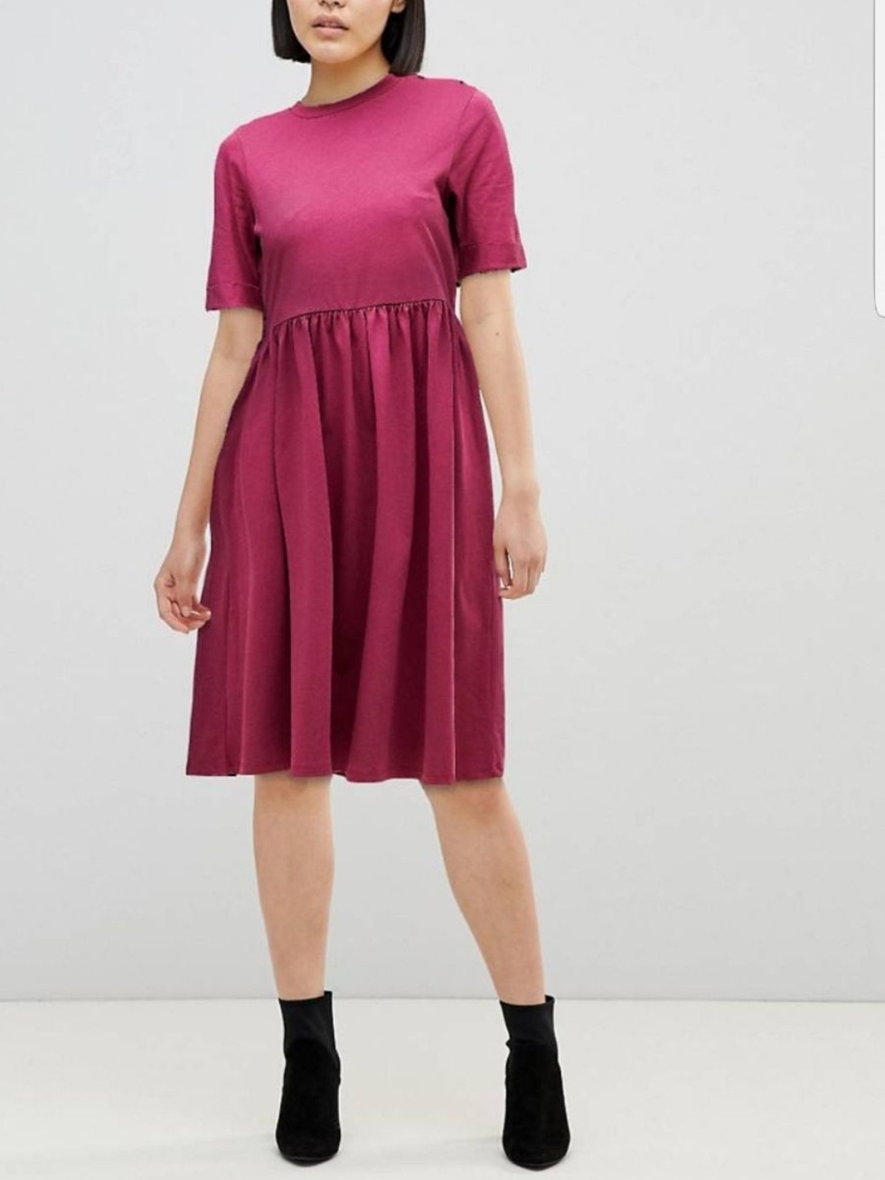 Nwt Casual Half Sleeve Smock Dress in RasBerry